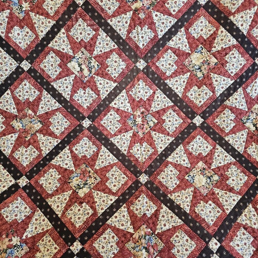 Brand New Handmade Farmhouse Lap Quilt - Multicolor - Made in Canada